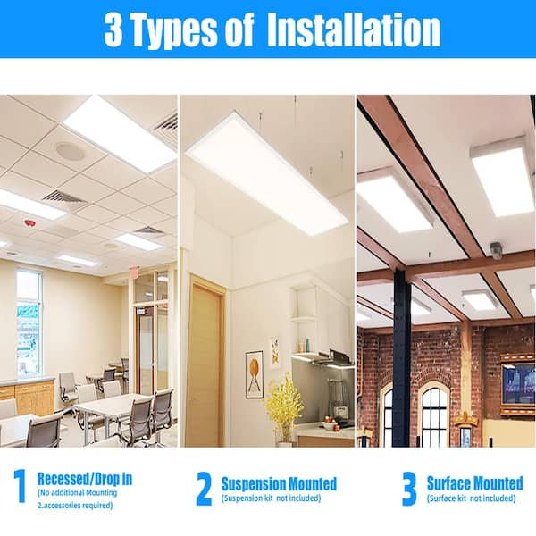 Honbei 2 ft. x 4 ft. 7800 Lumens Integrated LED Panel Light 5000K LED Flat Panel Light Fixture for Kitchen ETL Listed (10-Pack)
