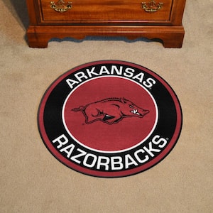 NCAA University of Arkansas Black 2 ft. x 2 ft. Round Area Rug