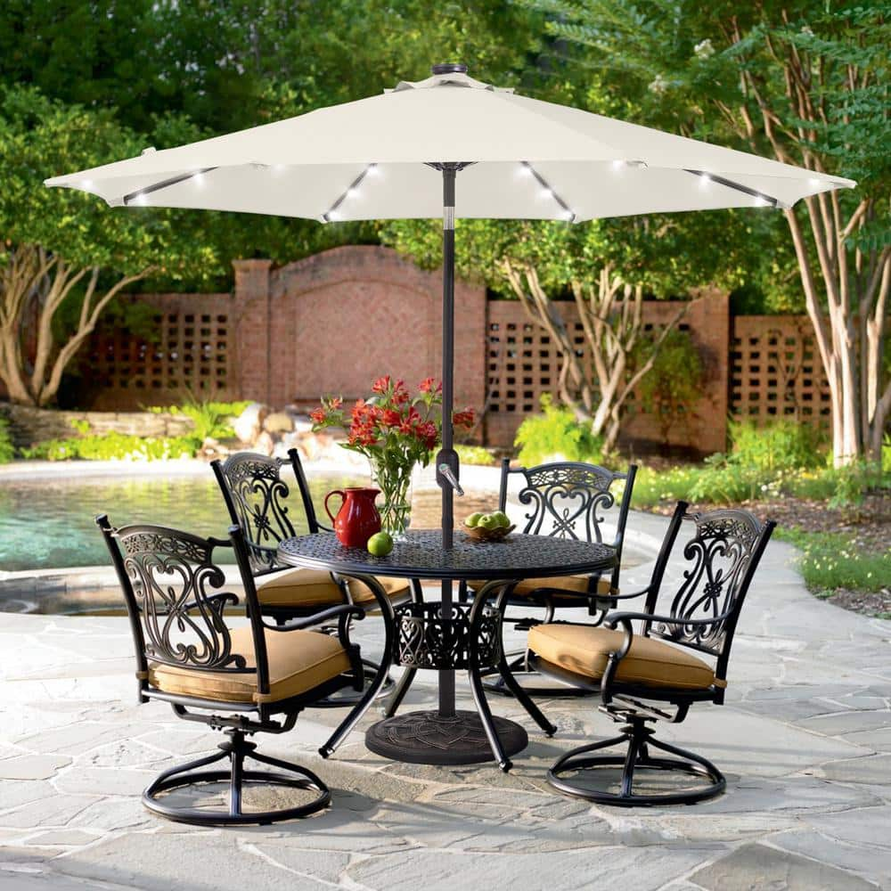 Sonkuki 9 Ft. Solar Lighted Led Outdoor Patio Market Table Umbrella In 