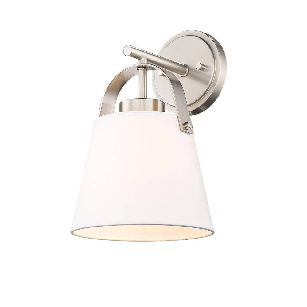 Z-Studio Linen Pendant 8 in. 1 Light Brushed Nickel Wall Sconce Light with 
