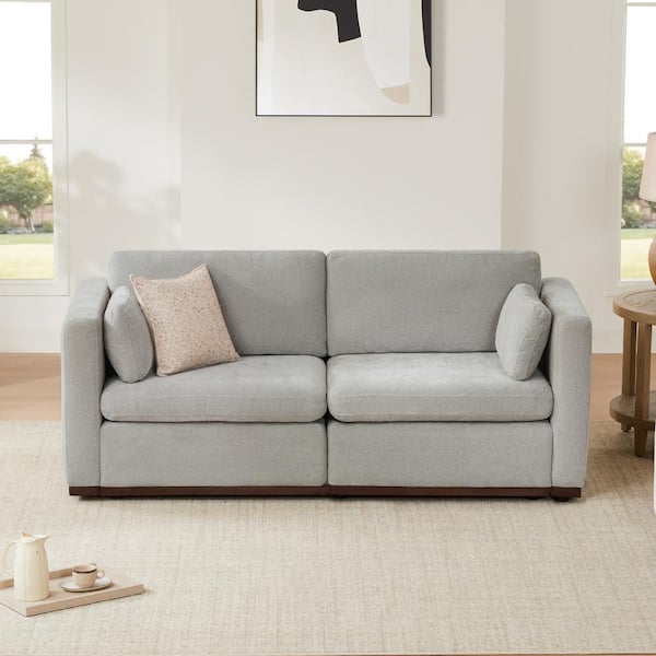 Spruce & Spring Galatea 78 in. Square Arm Fabric Rectangle Modern Modular Sofa with Wood Frame in Dove Gray