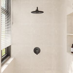 1-Spray Patterns with 1.8 GPM 10 in. Wall Mount Shower System Fixed Shower Head in Matte Black