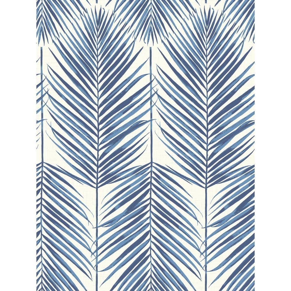 Seabrook Designs Paradise Tropical Leaves Coastal Blue Non-Pasted  Strippable Wallpaper Roll (Covers  Sq. Ft.) MB30002 - The Home Depot