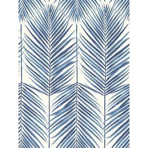 Paradise Tropical Leaves Coastal Blue Non-Pasted Strippable Wallpaper Roll (Covers 60.75 Sq. Ft.)