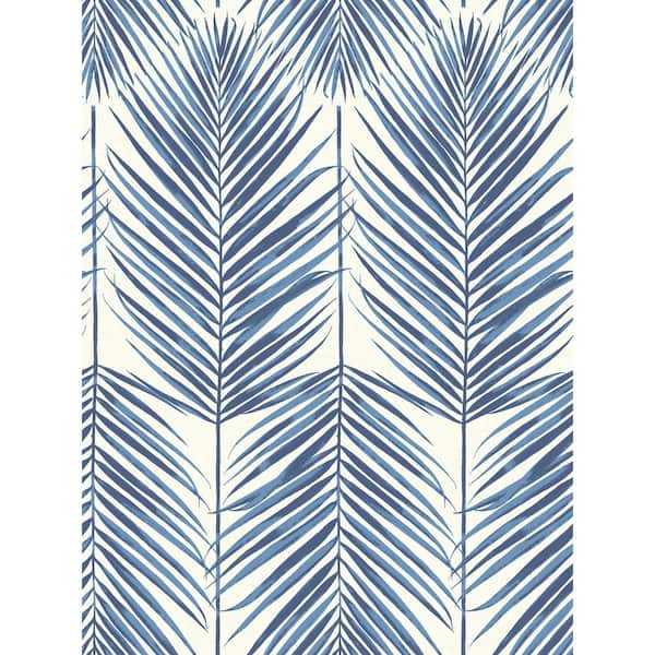 Seabrook Designs Paradise Tropical Leaves Coastal Blue Non-Pasted Strippable Wallpaper Roll (Covers 60.75 Sq. Ft.)