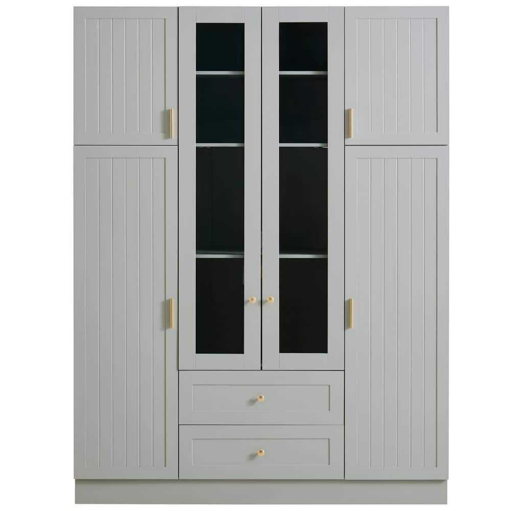 "71"" Large Kitchen Pantry Storage Cabinet Cupboard with Drawers, Adjustable Shelves,Pull-out Trays and Wine Rack in Green" price history on PriceWatchPro