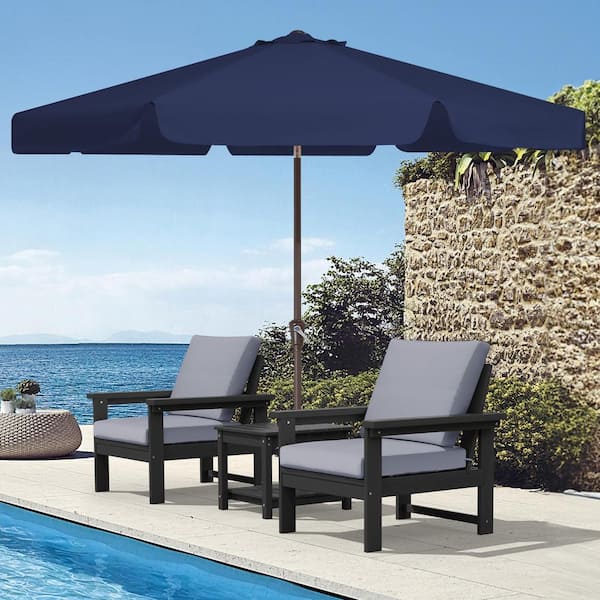 9 ft. Steel Market Crank and Tilt Outdoor Patio Umbrella in Navy
