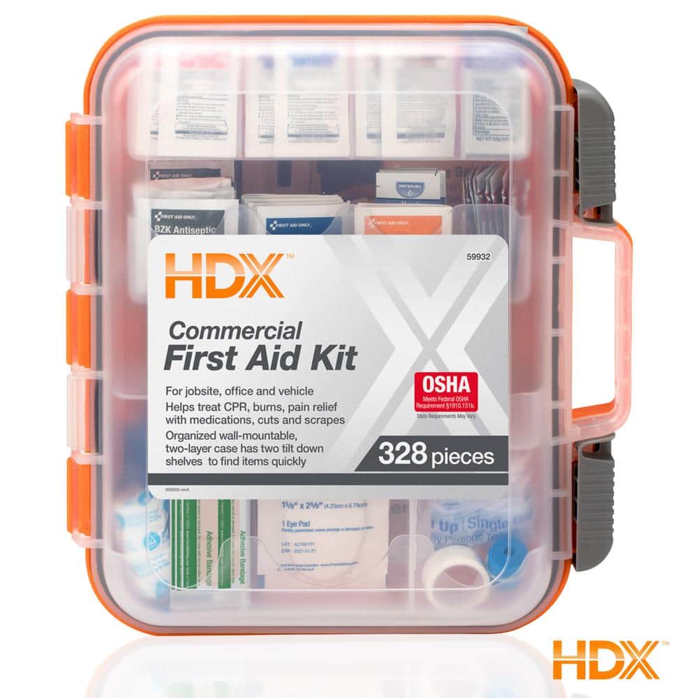 KIT SINGLE COMPLETE BOX（KIT SINGLE全27種） HDX 328-Piece Commercial Clear Front Plastic OSHA First Aid Kit