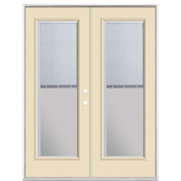 Masonite 60 in. x 80 in. Golden Haystack Steel Prehung Left-Hand Inswing Mini Blind Patio Door without Brickmold