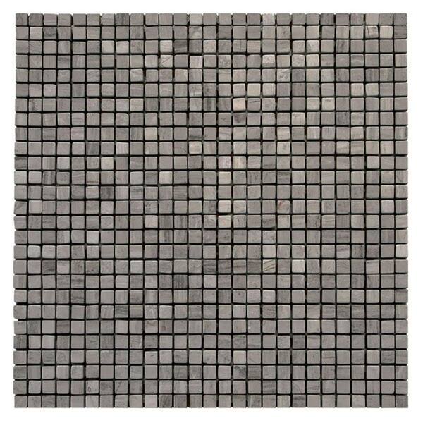 Solistone Haisa Marble Dark Micro 12 in. x 12 in. x 6.35 mm Marble Mesh-Mounted Mosaic Floor and Wall Tile (10 sq. ft. / case)