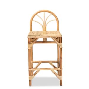 Seville 37.2 in. Natural Rattan Low Back Counter Height Bar Stool