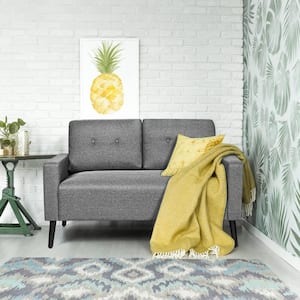 Modern 2-Seat Grey Upholstery Loveseat Sofa