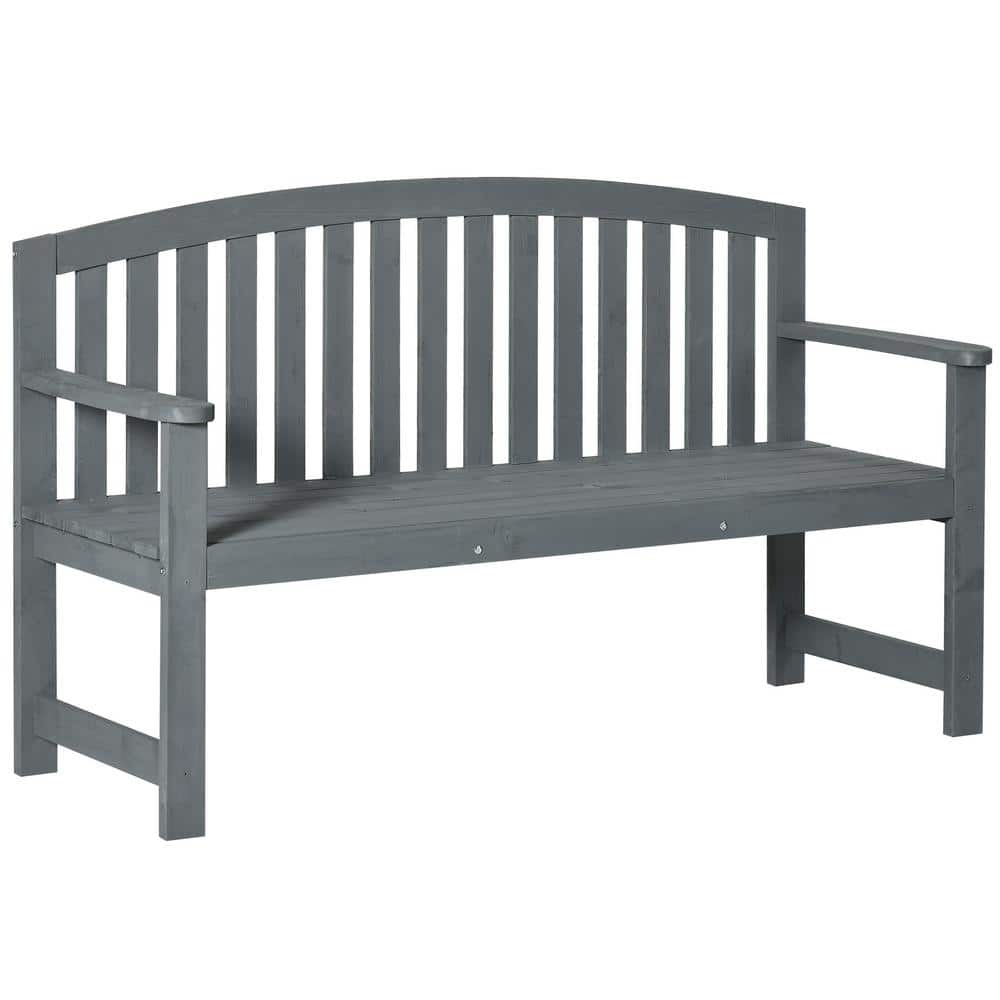 Outsunny 56" Gray Fir Wood Outdoor Garden Bench