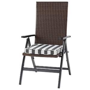 Wicker Outdoor PE Foldable Reclining Chair with Canopy Stripe Gray Seat Cushion