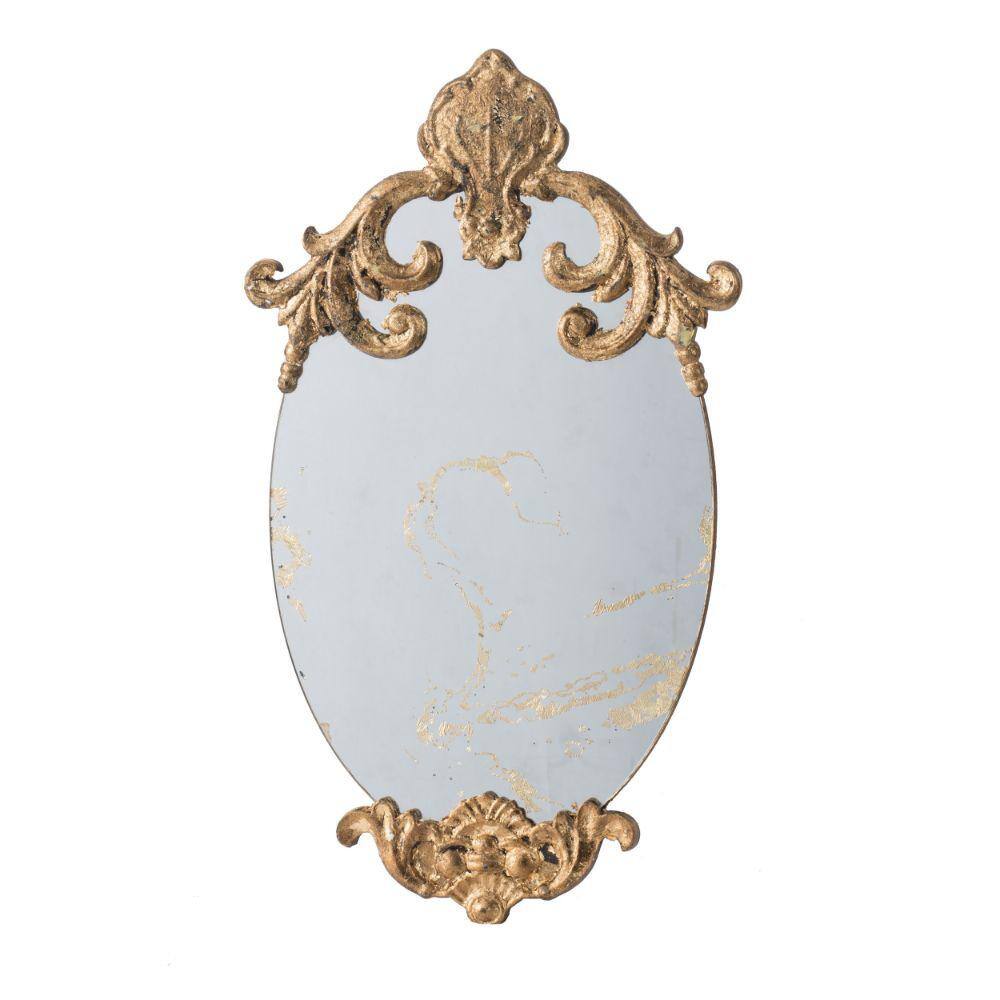 Benjara 11.8 In. W X 20.5 In. H Wooden Frame Gold Wall Mirror BM285953 ...