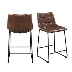 Richmond 25 in. Cappuccino High Back Metal Counter Stool (Set of 2)