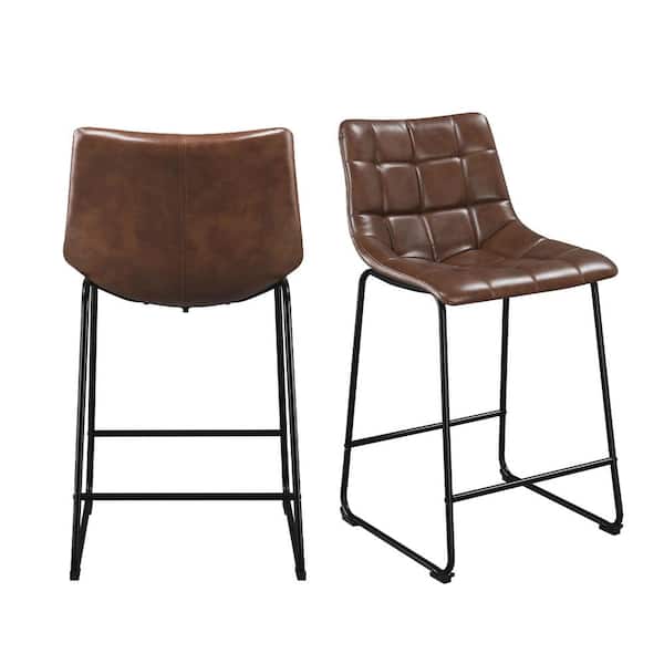 Picket House Furnishings Richmond 25 in. Cappuccino High Back Metal Counter Stool (Set of 2)