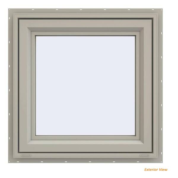 JELD-WEN 23.5 in. x 23.5 in. V-4500 Series Desert Sand Painted Vinyl Right-Handed Casement Window with Fiberglass Mesh Screen