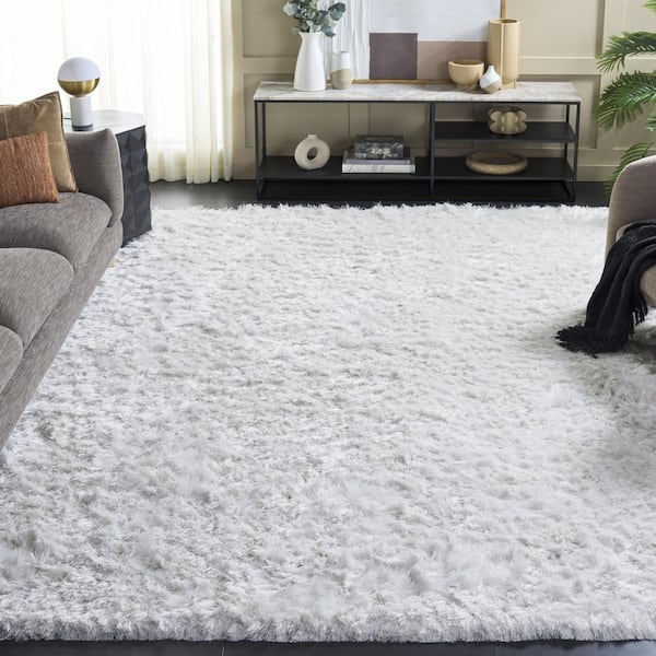 Ocean Shag 10 x 14 Ivory Solid Area Rug