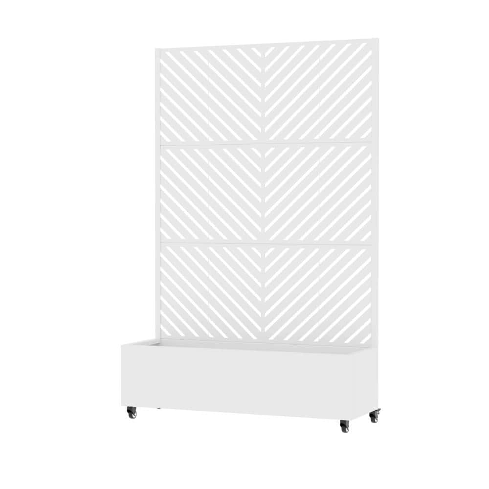72 in. H x 47 in. W White Outdoor Galvanized Steel Privacy Screen Planter Box Trellis with Detachable Wheels price history on PriceWatchPro