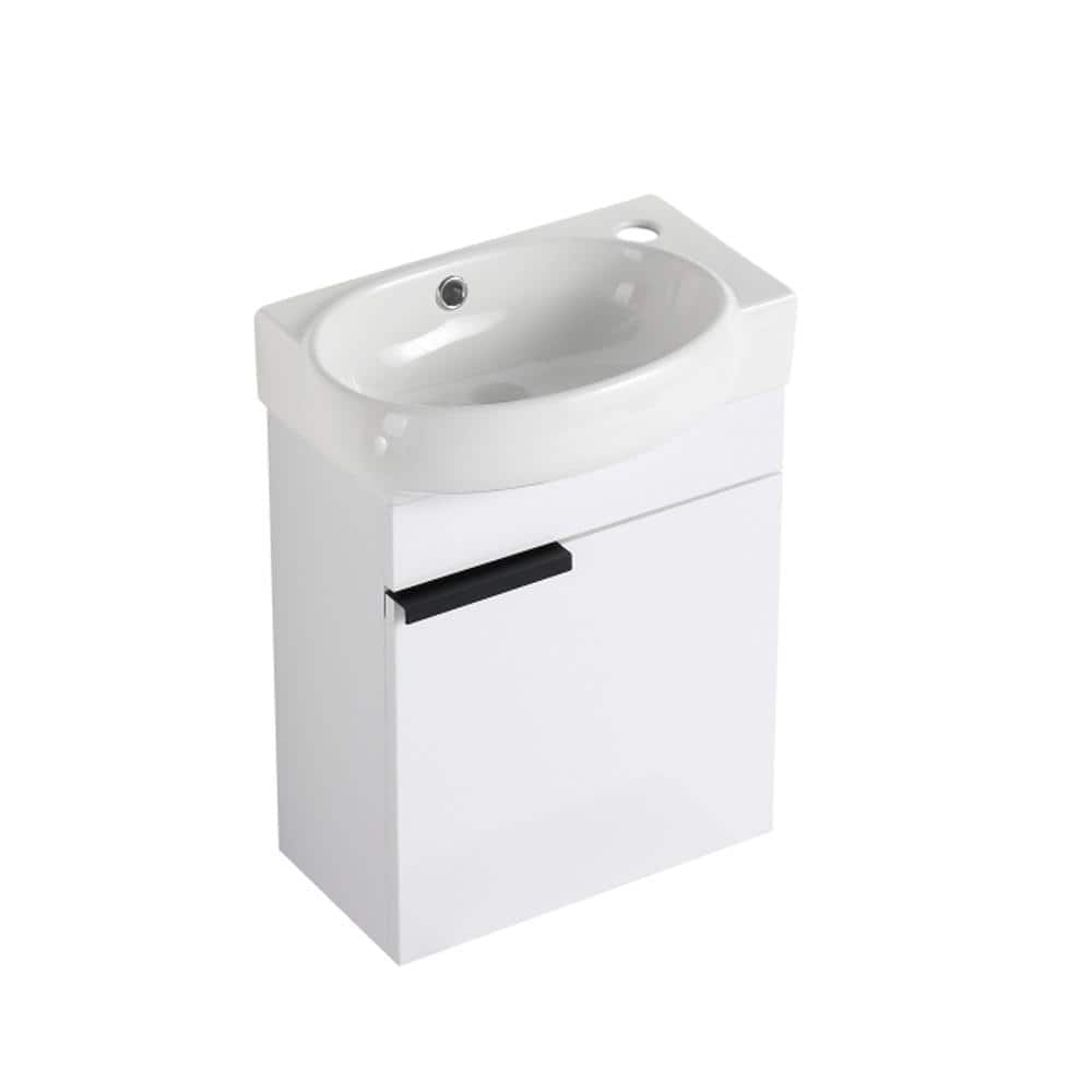 16.8 in. Wall-mounted White Bath Vanity with Black Ceramic Top price history on PriceWatchPro