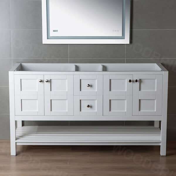 WOODBRIDGE Sydney 61 in.W x 22 in.D x 38 in.H Bathroom Vanity Cabinet Only without Top in White