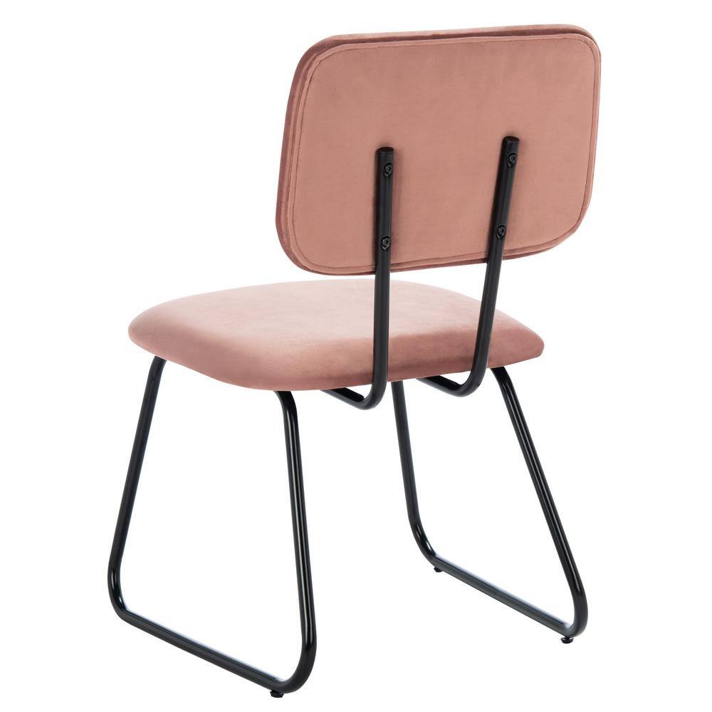 Chavelle Dusty Rose Velvet Upholstered Side Chair with Matte Black Frame