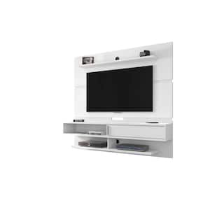 Rochester 71 in. White Particle Board Floating Entertainment Center Fits TVs Up to 65 in. with Cable Management