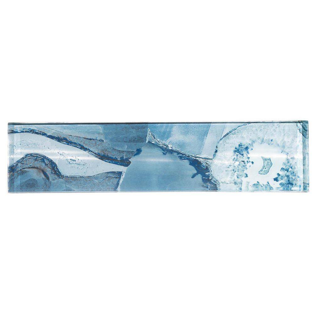 Myst 3" x 12" Polished Blue Glass Subway Wall Tile