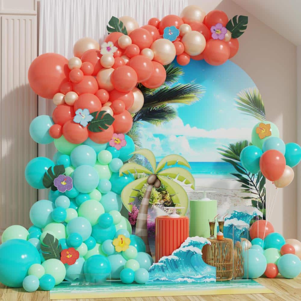139 Piece Tropical Luau Balloon Arch Kit with Hibiscus Stickers and Palm Leaves price history on PriceWatchPro
