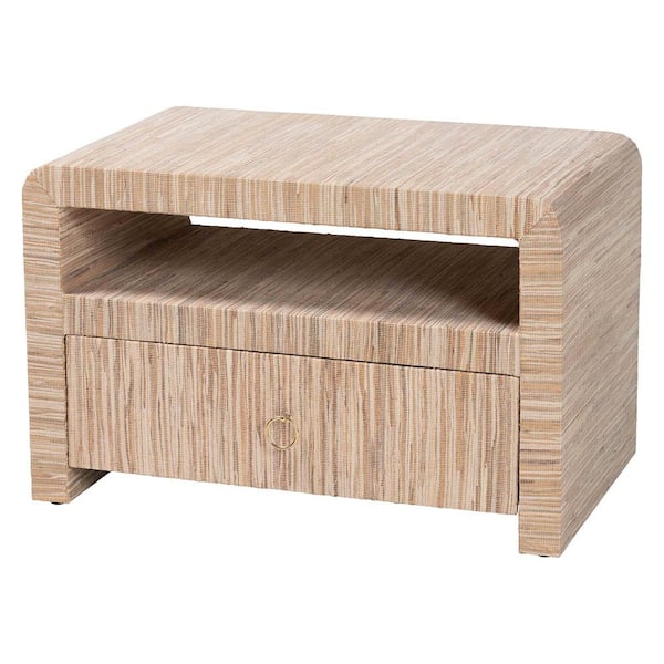 Hannah Natural Grasscloth 1-Drawer Nightstand