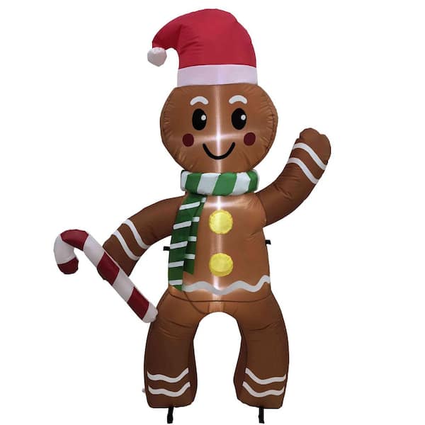 Lighted Inflatable Gingerbread Man Outdoor Christmas Decoration-5ft.