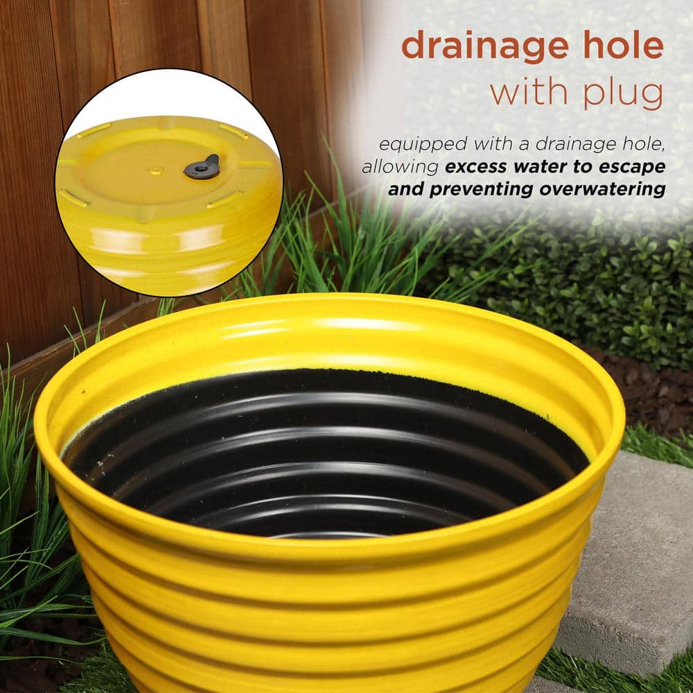 Alpine 16" Yellow Glazed Plastic Indoor/Outdoor Planter