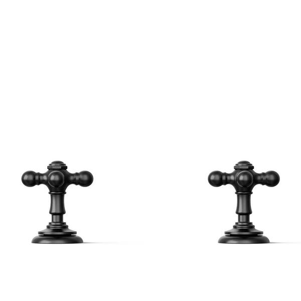 KuRo＠ KOHLER Artifacts Cross Bathroom Sink Faucet Handles in Matte Black