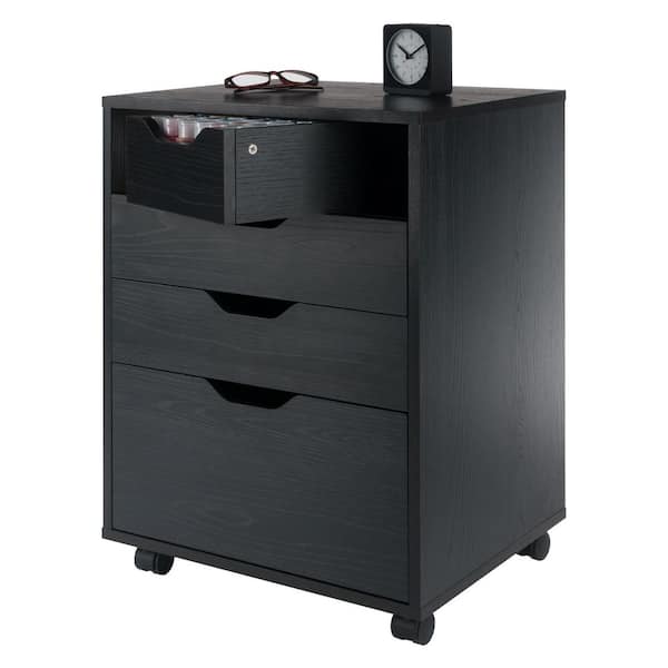 美品 LaVieNS350/GAB【office】 Winsome Wood Halifax Black 26.3 In Mobile Office Storage Cabinet
