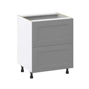 27 in. W x 24 in. D x 34.5 in. H Bristol Painted Slate Gray Shaker Assembled Base Kitchen Cabinet with 2 Drawers