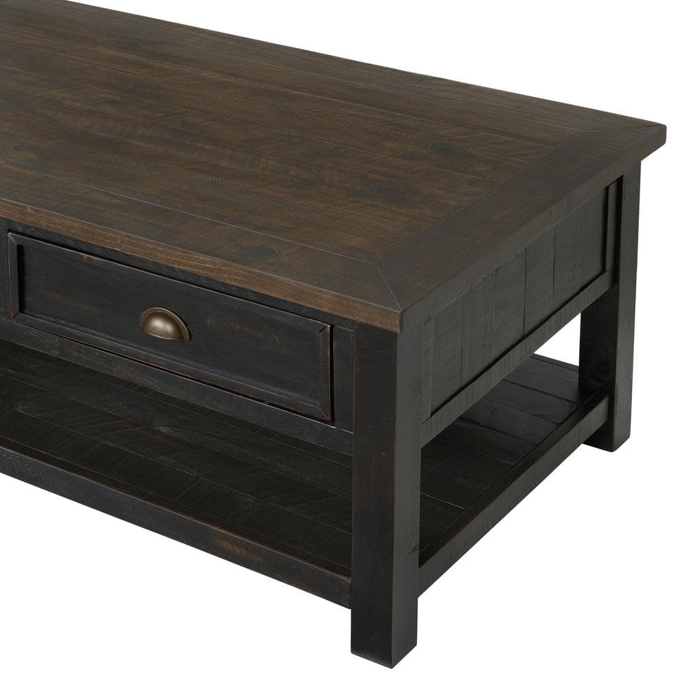 Monterey Dark Wood Rectangular Cocktail Table with Storage