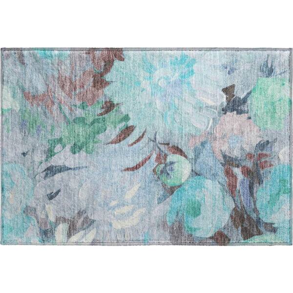 Mayfield Premium Machine Washable Abstract AMF2264 Sky 2 ft. x 3 ft. Accent Rug