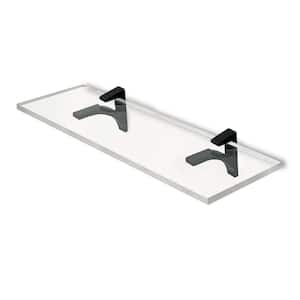 6 in. W x 0.75 in. H x 18 in. D Floating Wall Mount Clear Acrylic Rectangular Shelf 3/4 in. Thick in Black SC Brackets