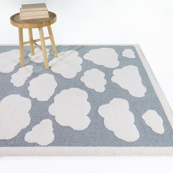 Cumulus Teal 5 ft. 3 in. x 7 ft. Kids Clouds Area Rug
