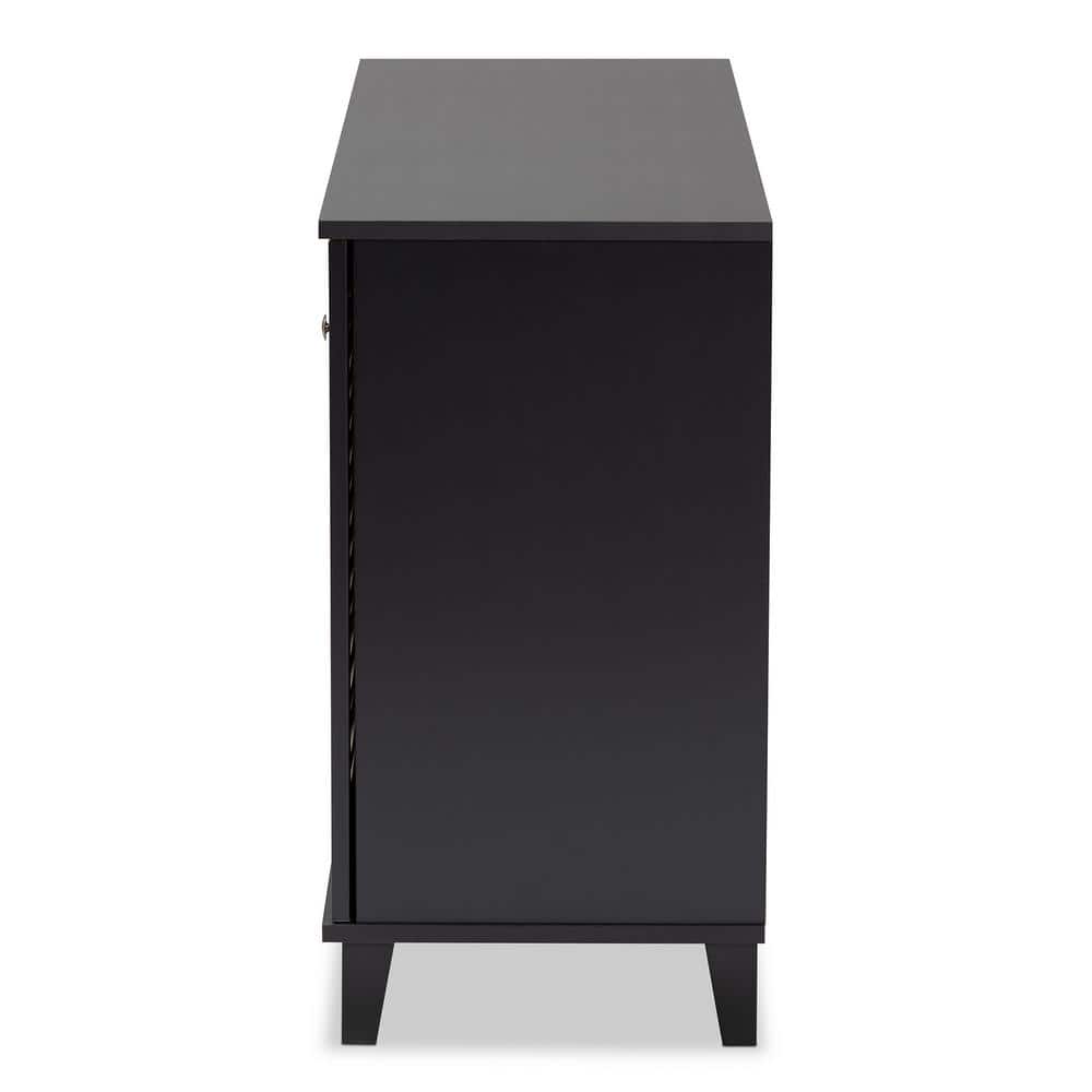 Espresso Wood 3-Door Shoe Storage Cabinet