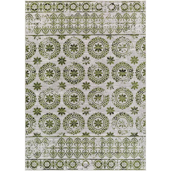 Livabliss Prosper Sage 5 ft. x 7 ft. Traditional Indoor Machine-Washable Area Rug