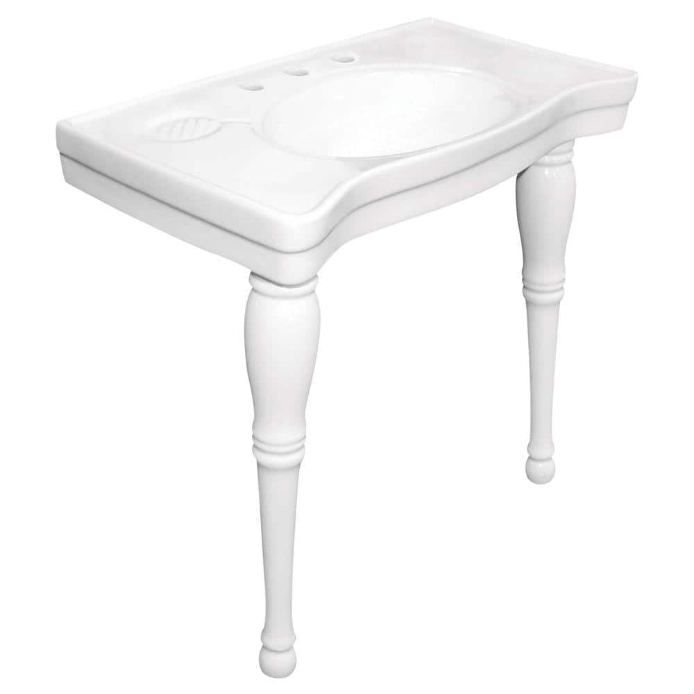 Kingston Brass Console Table And Pedestal Legs Combo In White Hvpb1368 The Home Depot