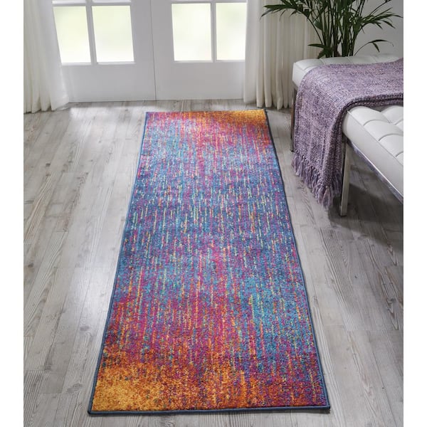Passion Multicolor 2 ft. x 10 ft. Abstract Geometric Contemporary Kitchen Runner Area Rug