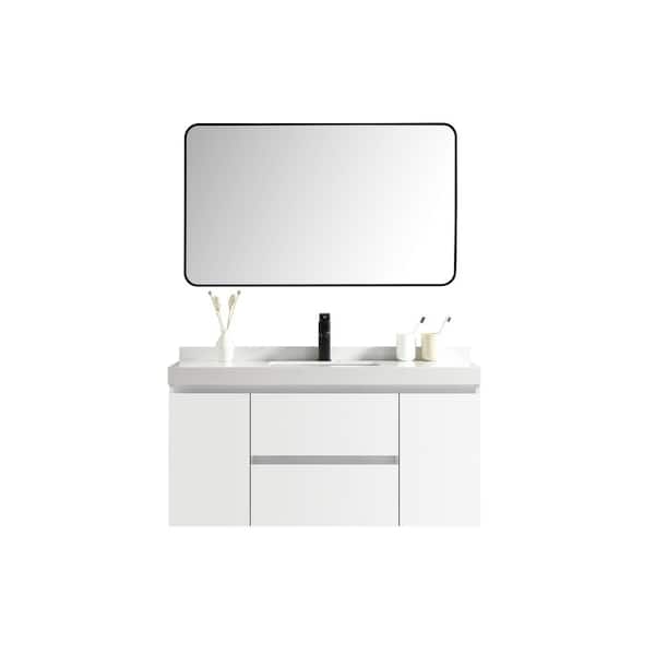 Garrido Bros. and Co. Andalucía 42 in. w x 21.30 in. T x 19 in. D Single Sink Bath Vanity in White with White Ceramic Top and Mirror