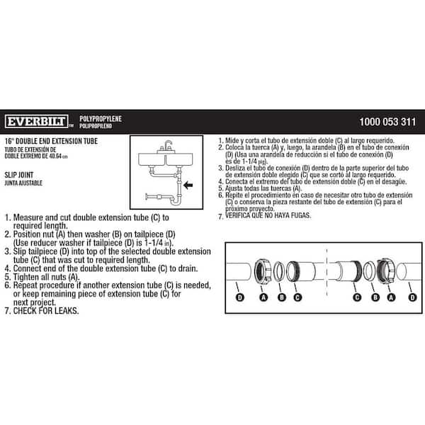 Everbilt 1-1/2 in. x 16 in. Trap Extn Tube DBL SJ Plastic 101402A