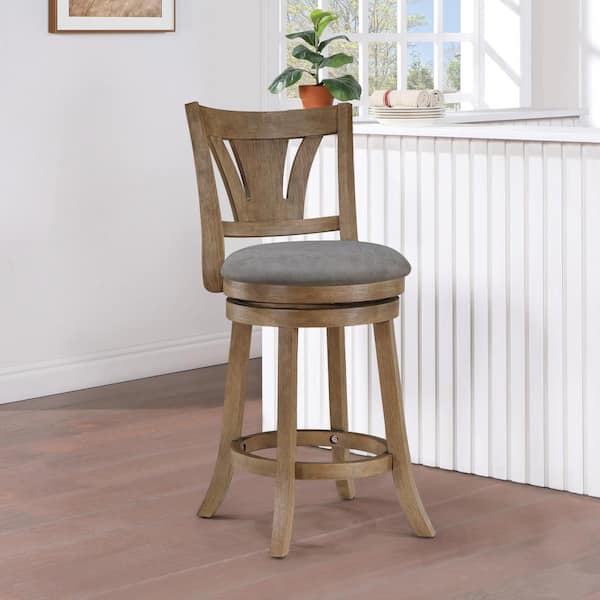 Miller 26.75in. Dove Faux Leather Full Back Wood Counter Stool