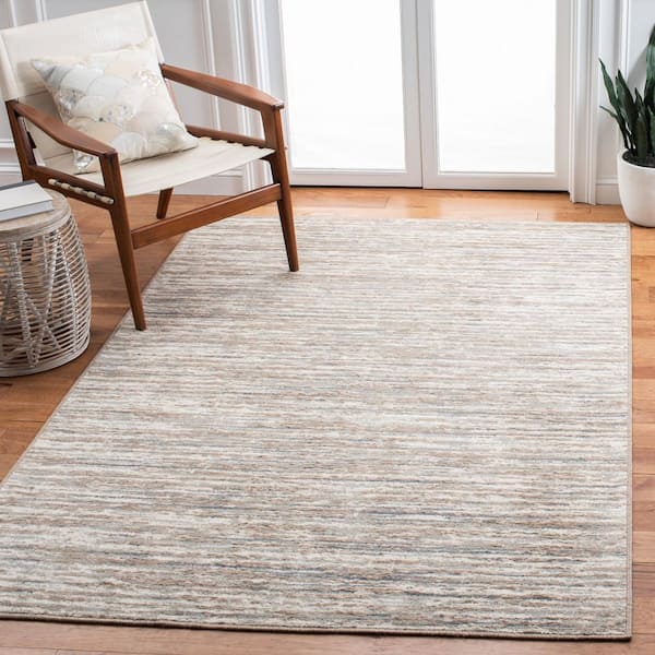 Pyramid 5 ft. x 5 ft. Gray/Ivory Striped Marle Square Area Rug