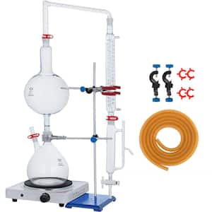 2.11 Qt. Lab Glassware Distillation Kit 24/40 Joints Oil Distiller Electronic Heating Stove for Research Centers