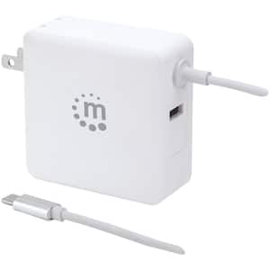 60-Watt Power Delivery Wall Charger with Built-in USB-C Cable in White